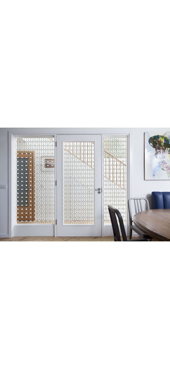 Folie geam autoadezivă, Folina, transparentă cu model eclectic, 120 cm lățime