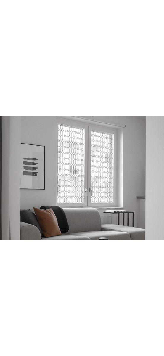 Folie geam autoadezivă, Folina, transparentă cu model eclectic monocromatic, 120 cm lățime
