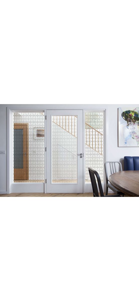 Folie geam autoadezivă, Folina, transparentă cu model eclectic monocromatic, 120 cm lățime