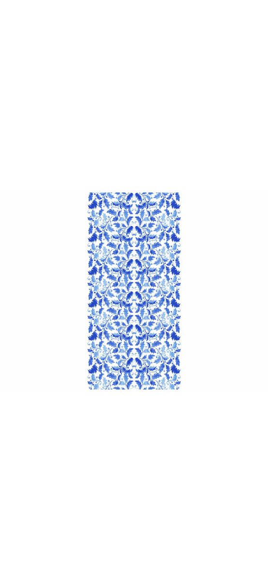 Folie sablare cu model frunze albastre, Folina, pentru uşi din sticlă, rolă de 100x210 cm