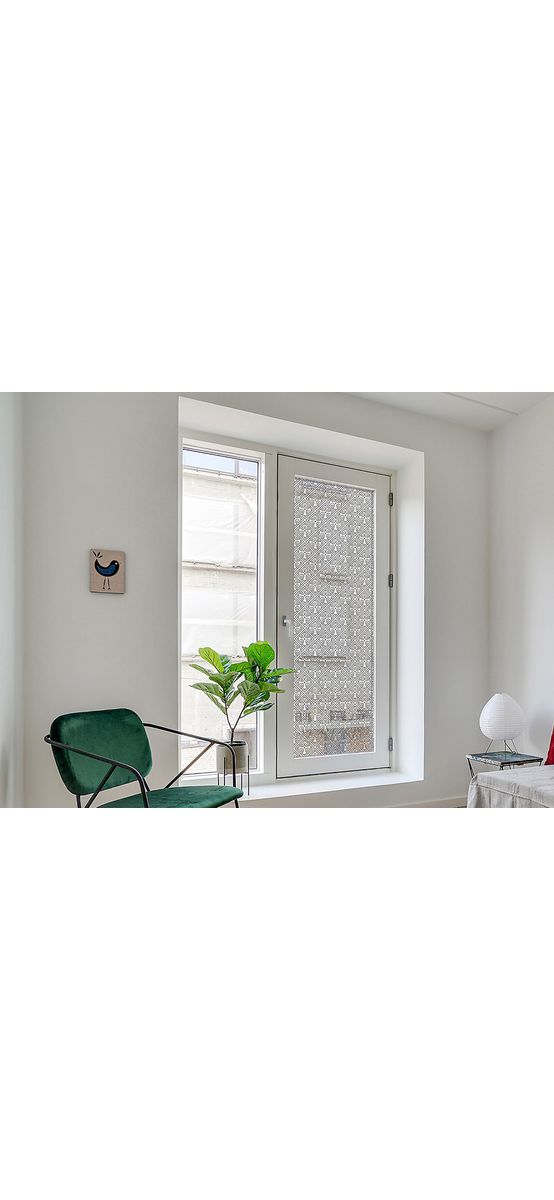 Folie geam autoadezivă Gray Shapes , Folina, model pătrate gri, 122 cm lăţime