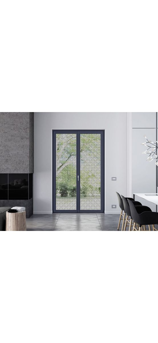 Folie geam autoadezivă Gray Shapes , Folina, model pătrate gri, 122 cm lăţime