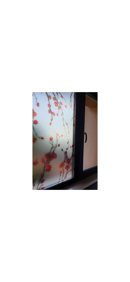 Folie geam autoadezivă Hannah, Folina, model floral rosu, rolă de 100x100 cm