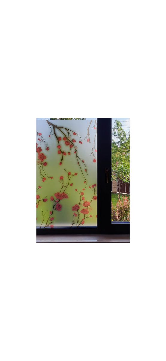 Folie geam autoadezivă Hannah, Folina, model floral rosu, rolă de 100x100 cm