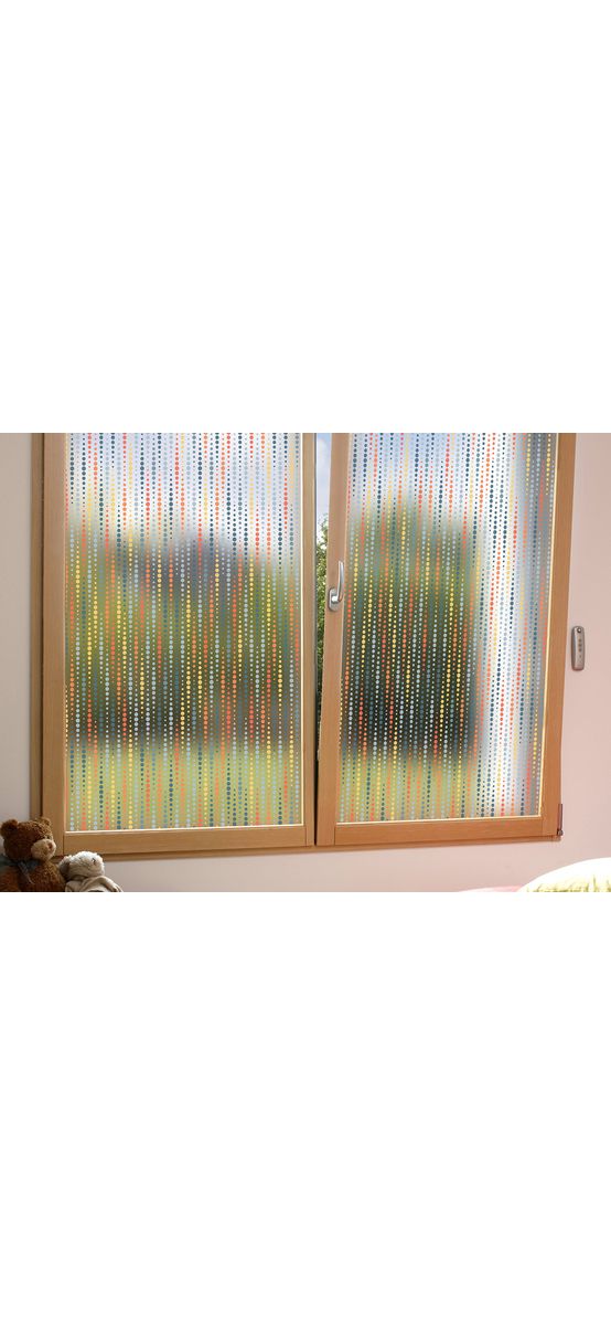 Folie geam autoadezivă Kiddy, Folina, sablare cu model multicolor, 100 cm lăţime
