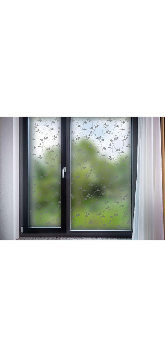 Folie geam autoadezivă Maia, Folina, sablare cu model crenguţe gri, 100 cm lăţime