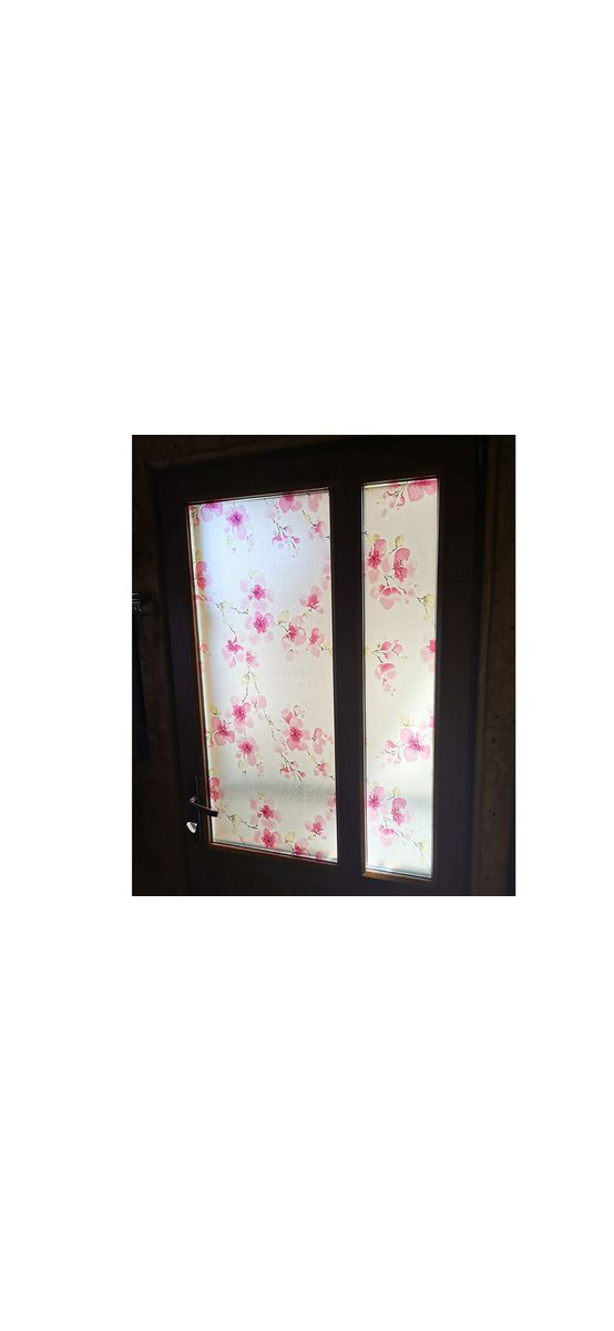 Folie geam autoadezivă, Magicfix, sablare cu imprimeu floral roșu, 100x100 cm