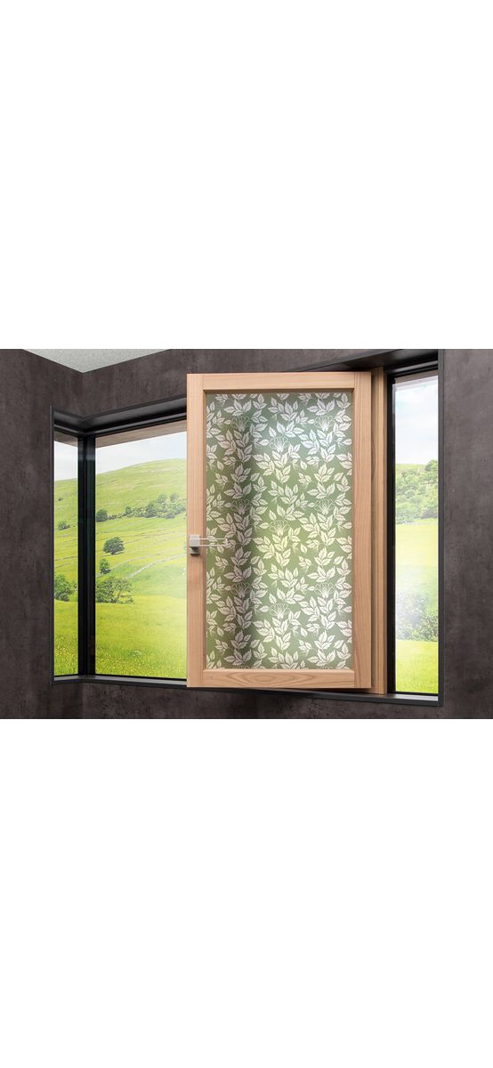 Folie geam autoadezivă, Folina, sablare verde cu model floral, 100 cm lăţime