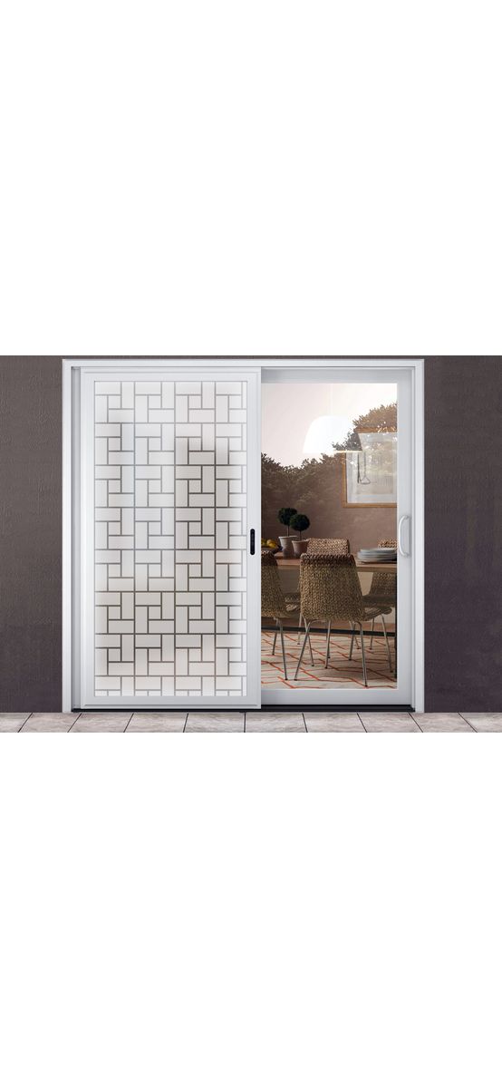 Folie geam autoadezivă, Folina, transparenta cu model geometric alb, 120 cm