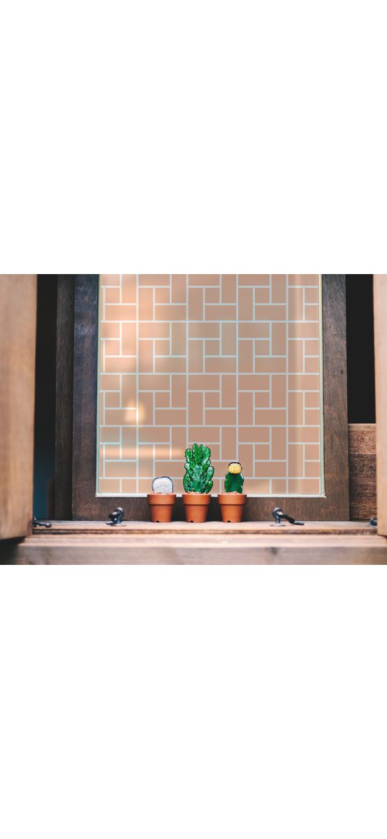 Folie geam autoadezivă, Folina, model geometric oranj. 120 cm lăţime