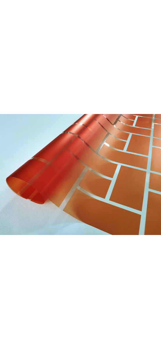 Folie geam autoadezivă, Folina, model geometric oranj. 120 cm lăţime