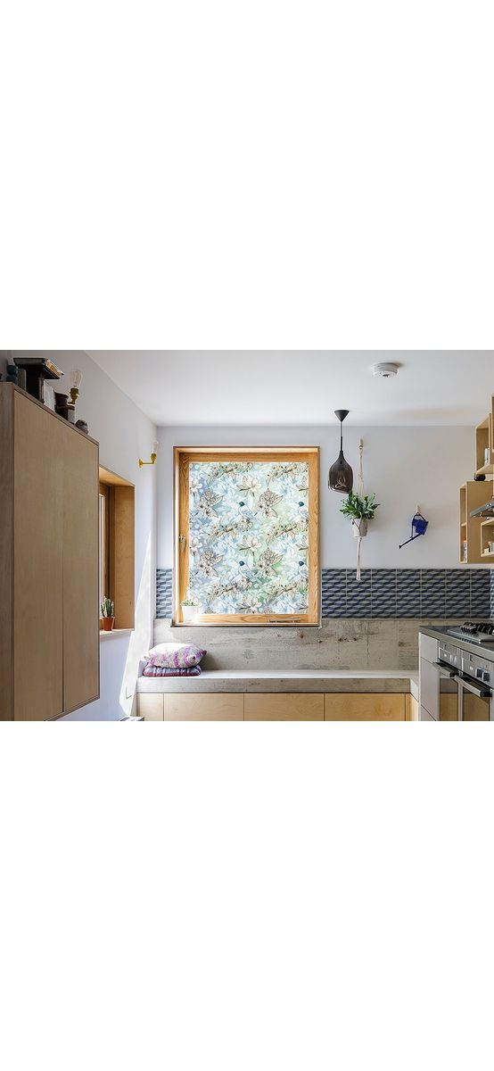 Folie geam autoadezivă Kalea, Folina, model multicolor, 100 cm lăţime
