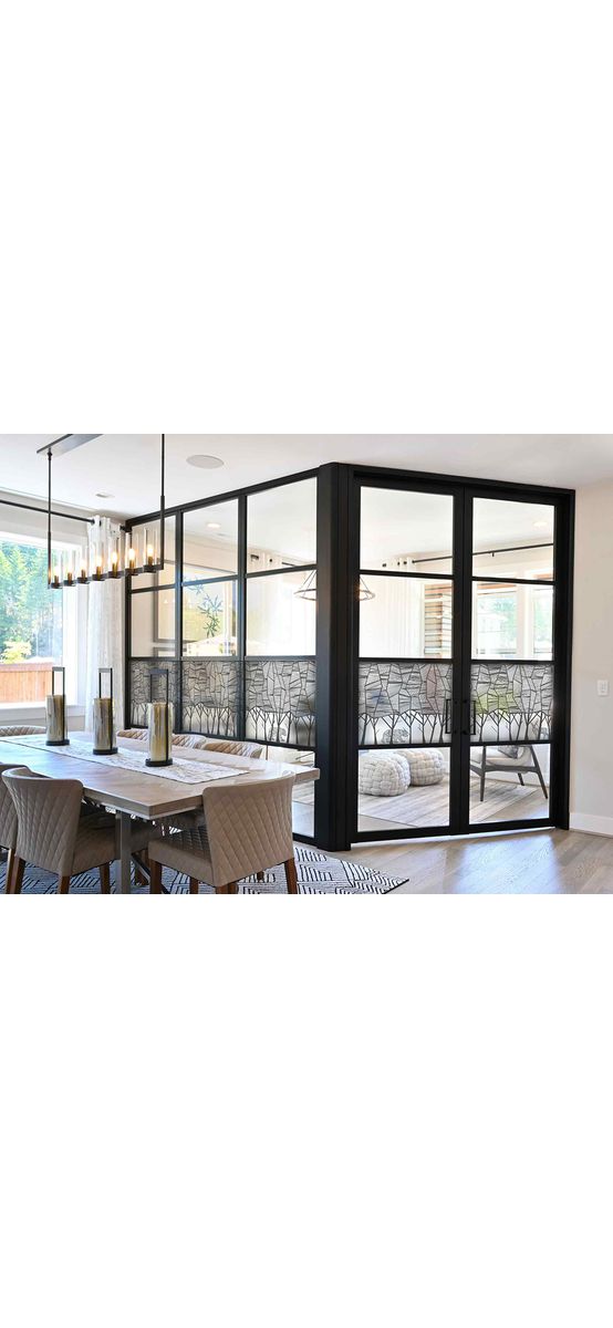Folie geam autoadezivă, sablare tip bordură decorativă cu model pădure minimalistă, rolă de 45x200 cm, racletă de aplicare inclusă