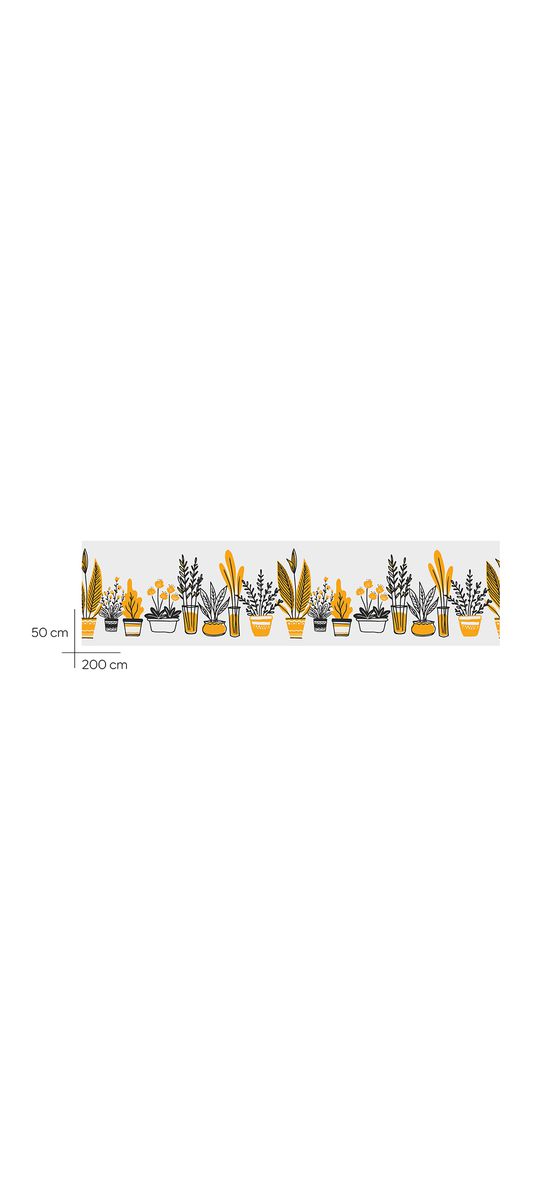 Folie geam autoadezivă, sablare tip bordură decorativă cu model plante în ghiveci, rolă 50x200 cm, racletă de aplicare inclusă
