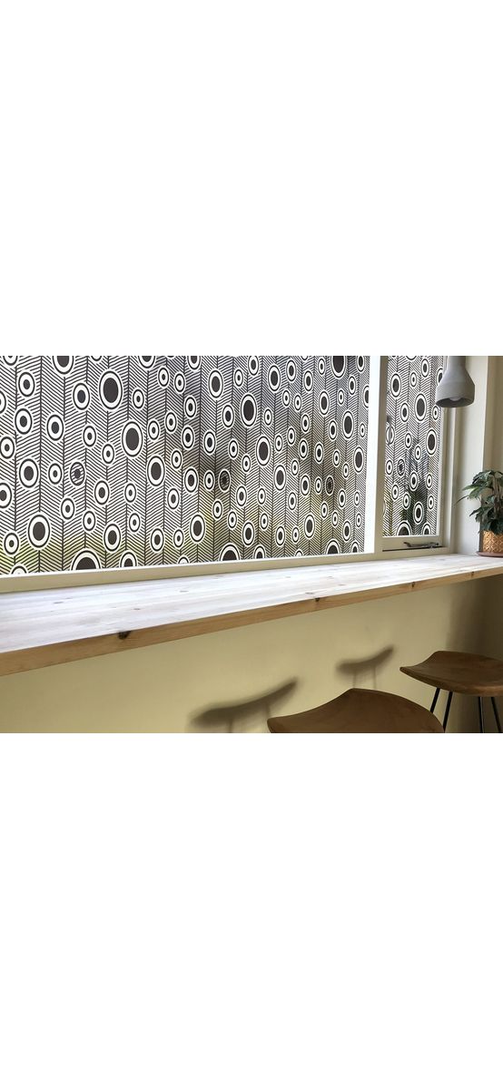 Folie geam autoadezivă Motif, Folina, sablare cu model geometric negru, 100 cm lăţime