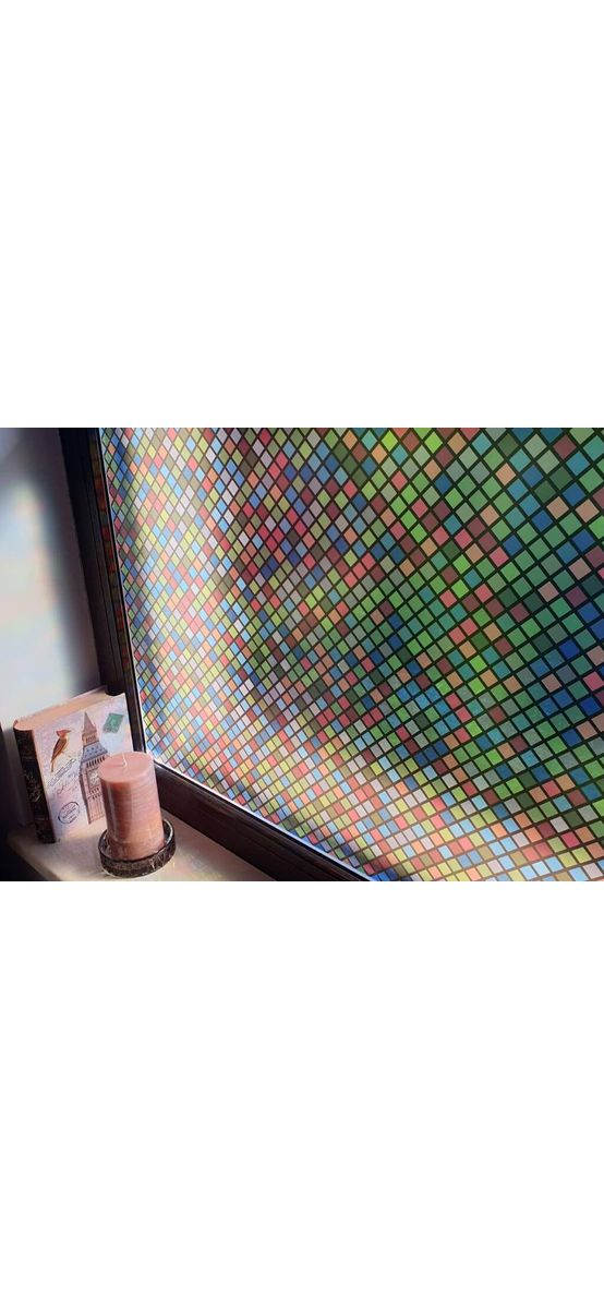 Folie geam autoadezivă Nion, Folina, sablare mozaic multicolor, 100 cm lăţime
