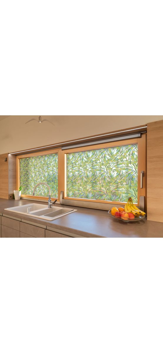 Folie geam autoadezivă Olives, Folina, model maslin verde, 100 cm lăţime