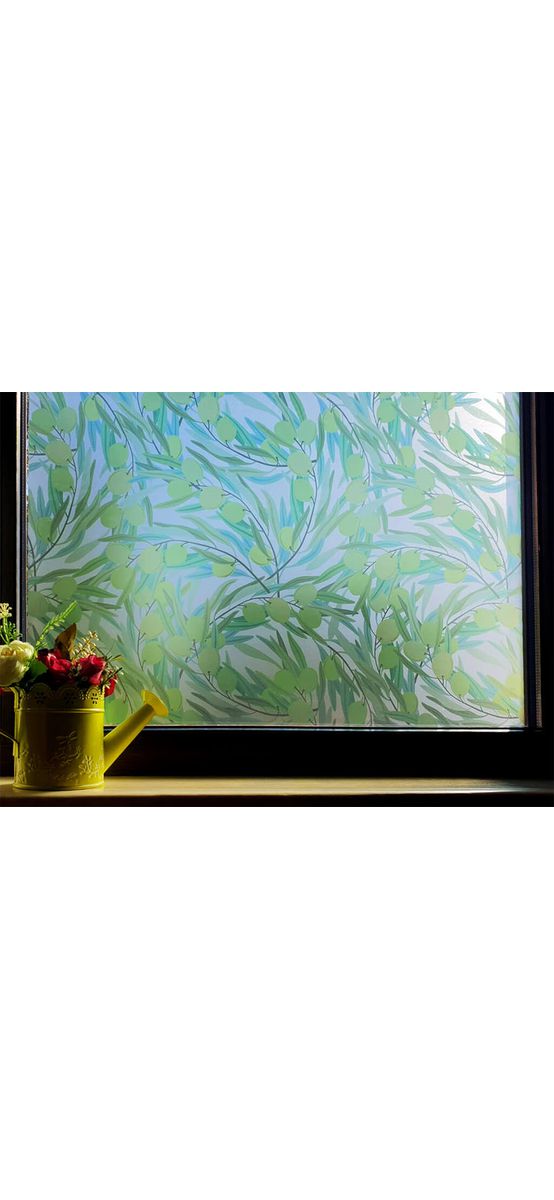 Folie geam autoadezivă Olives, Folina, model maslin verde, 100 cm lăţime