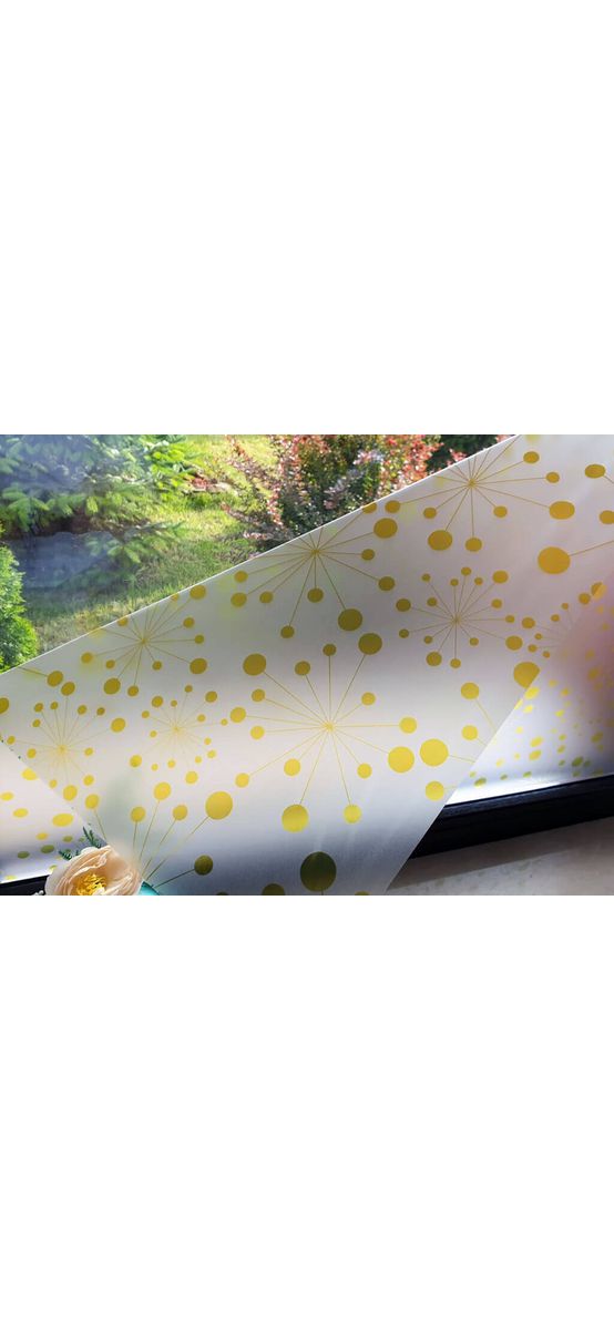 Folie geam autoadezivă Polly, Folina, sablare cu model abstract galben, 100 cm lăţime