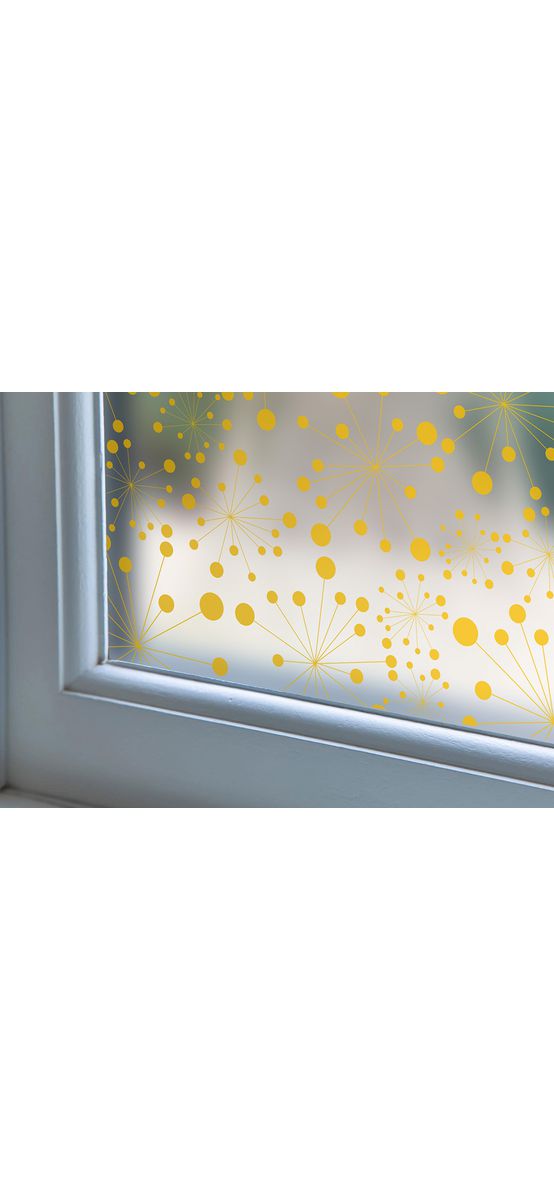 Folie geam autoadezivă Polly, Folina, sablare cu model abstract galben, 100 cm lăţime