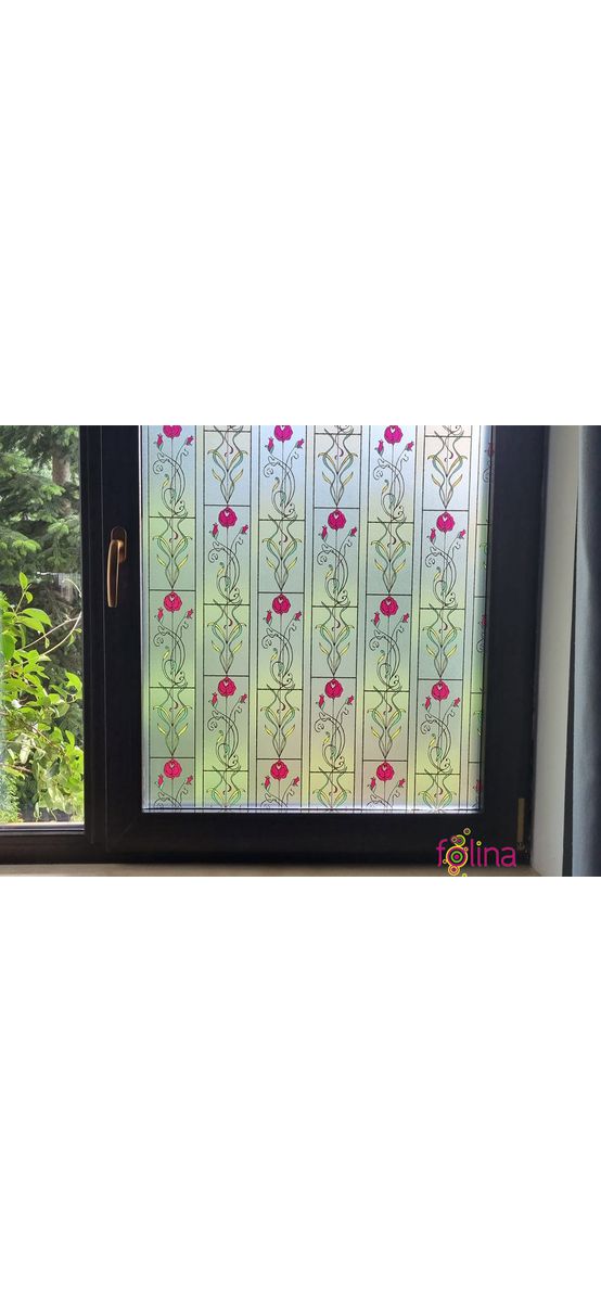 Folie geam autoadezivă, Folina, sablare tip vitraliu clasic, 90 cm lățimea rolei