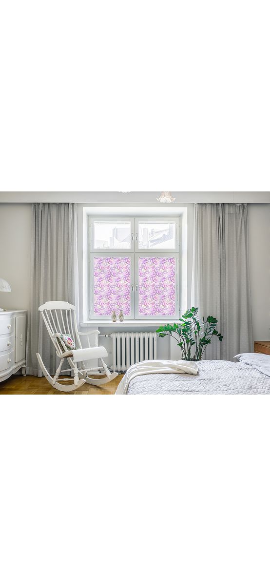 Folie geam autoadezivă Scarlett, Folina, model floral mov, 100 cm lăţime