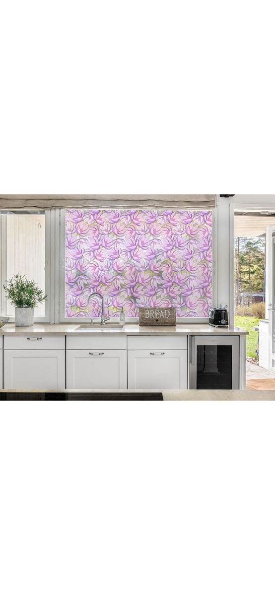 Folie geam autoadezivă Scarlett, Folina, model floral mov, 100 cm lăţime