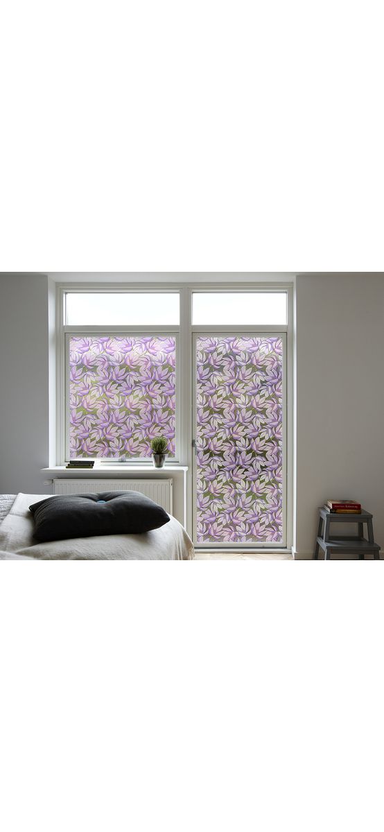 Folie geam autoadezivă Scarlett, Folina, model floral mov, 100 cm lăţime