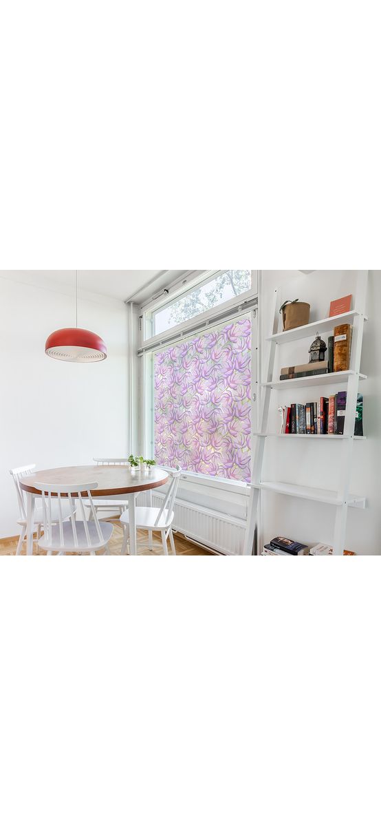 Folie geam autoadezivă Scarlett, Folina, model floral mov, 100 cm lăţime