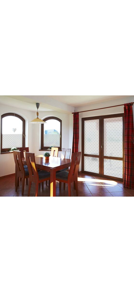 Folie geam autoadezivă Selim, Folina, model geometric, galben si gri, 100 cm lăţime
