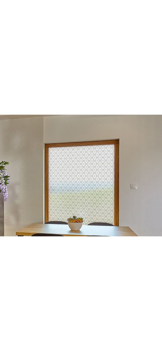 Folie geam autoadezivă Selim, Folina, model geometric, galben si gri, 100 cm lăţime