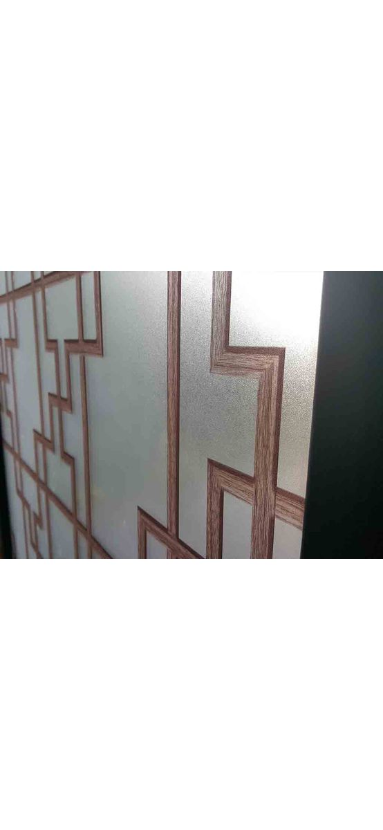Folie geam autoadezivă Wood, Folina, imprimeu geometric, maro, rola de 90x400 cm