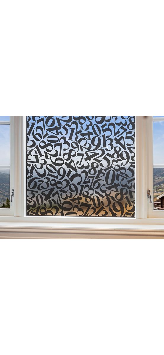 Folie geam autoadezivă Zanuso, Folina, model cifre negre, 100 cm lăţime