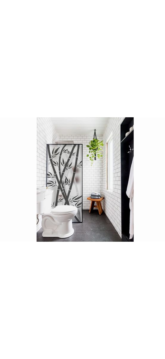 Folie geam cabină duş, Folina, sablare cu model frunze bambus, rolă de 100x210 cm