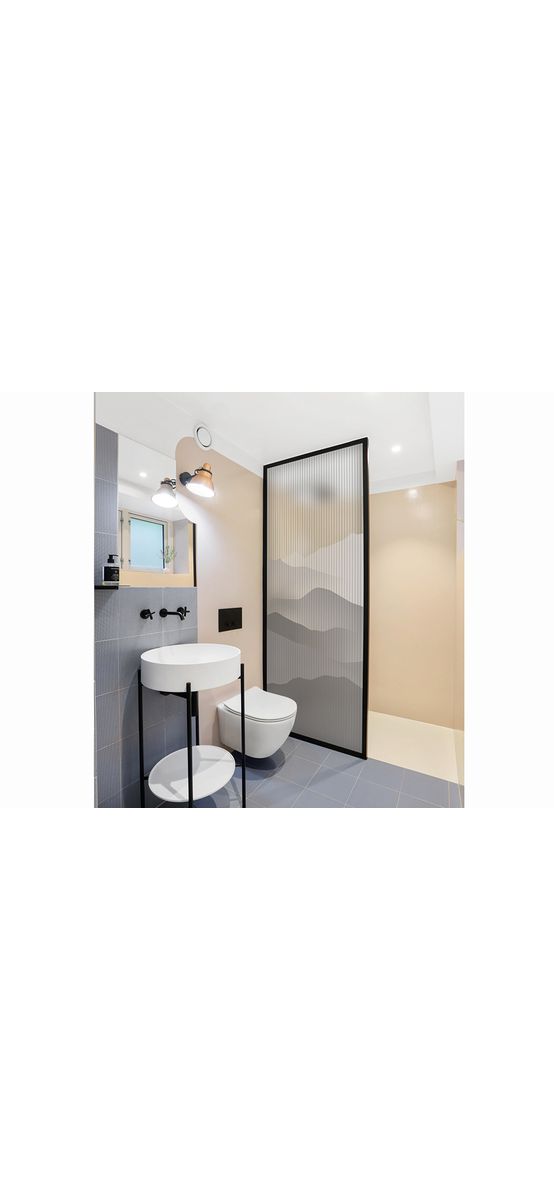 Folie geam cabină duș, Folina, sablare cu model peisaj zen, rolă de 100x210 cm
