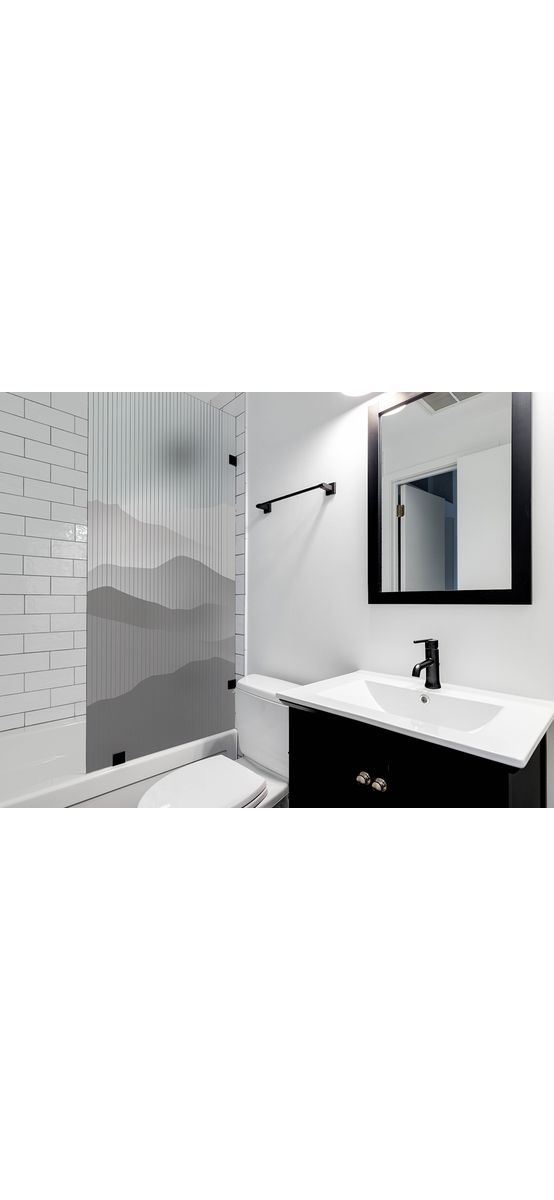 Folie geam cabină duș, Folina, sablare cu model peisaj zen, rolă de 100x210 cm