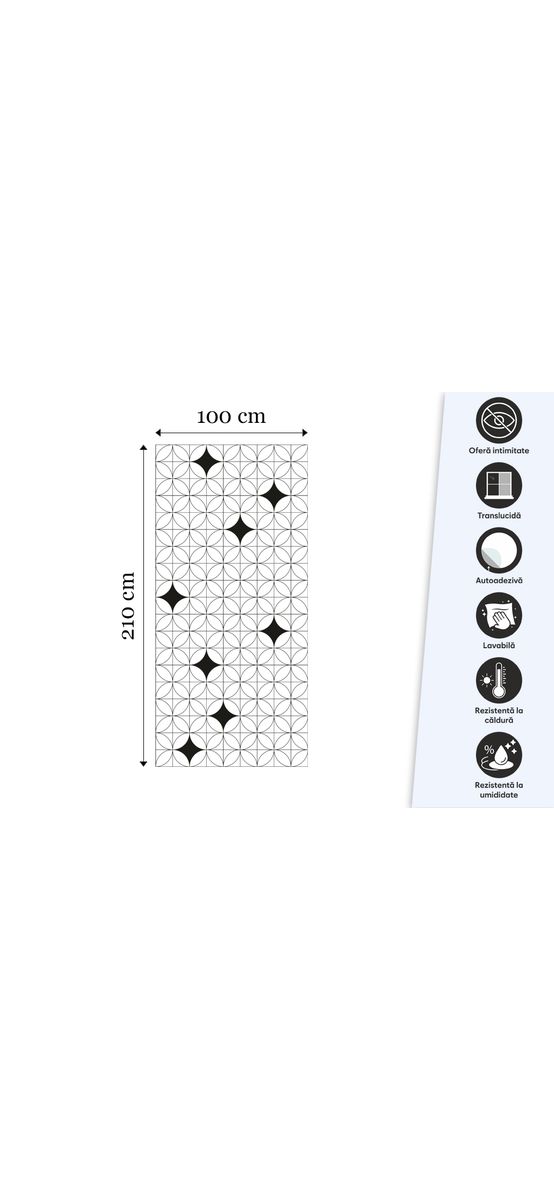 Folie geam cabină duș, Folina, sablare cu model eclectic, rolă de 100x210 cm