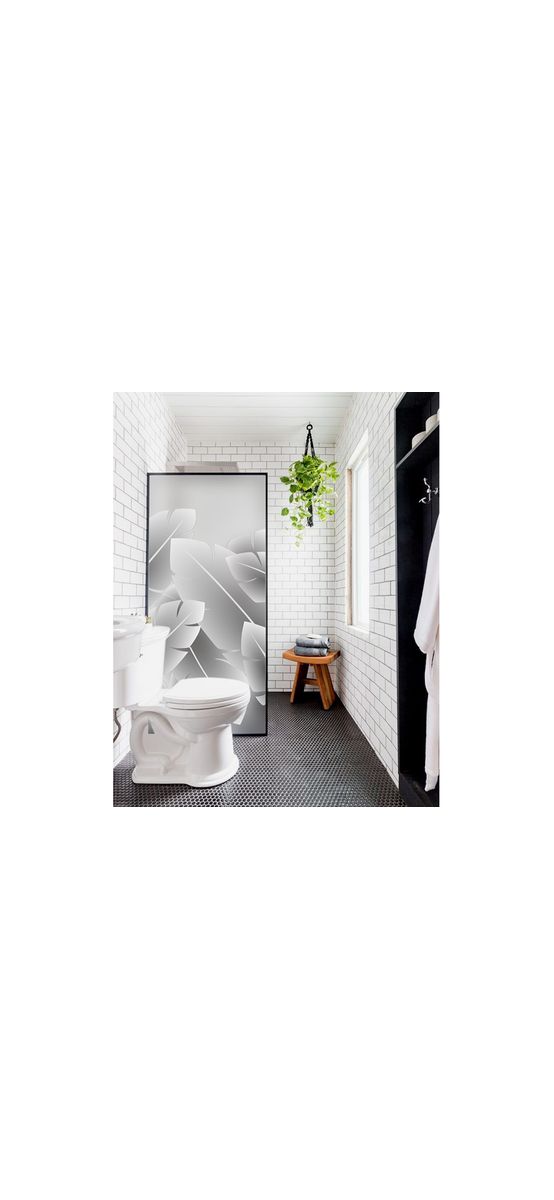 Folie geam cabină duș, Folina, sablare cu model frunze tropicale, rolă de 100x210 cm