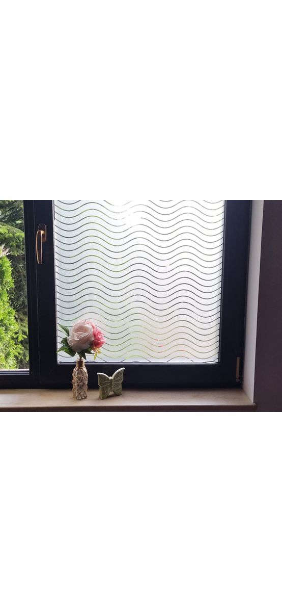 Folie geam autoadezivă, Folina Claris, sablare cu model dungi şerpuite, 120 cm lăţime