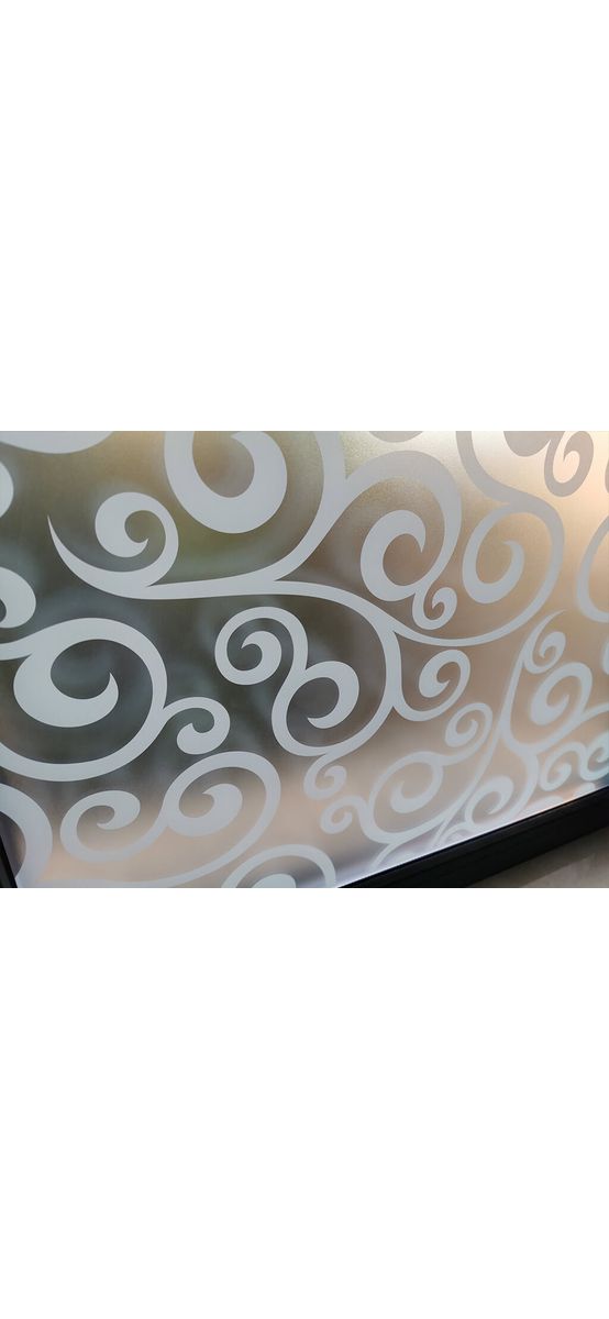 Folie geam autoadezivă Rina, sablare cu model alb, rolă de 100x200 cm