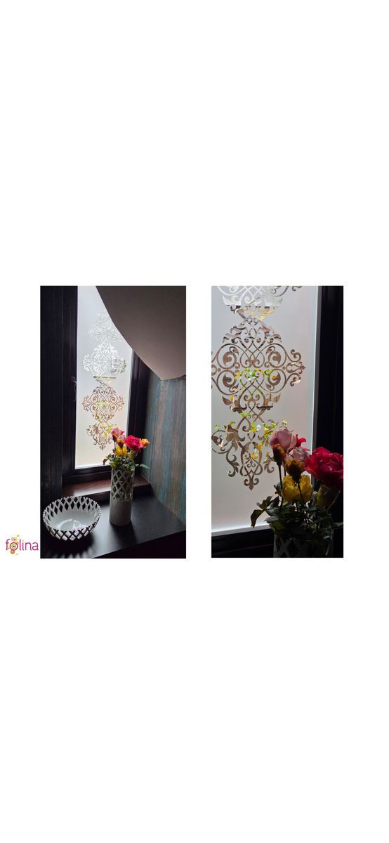 Folie geam autoadezivă Marissa, sablare cu model clasic decupat, 60x100 cm