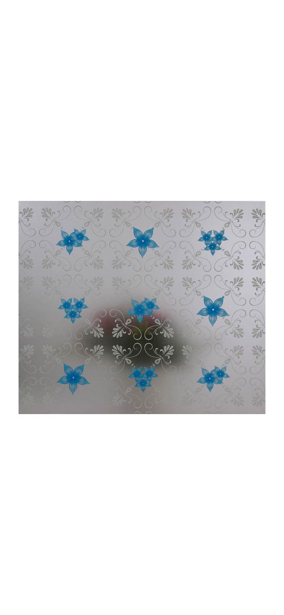 Folie geam autoadezivă Veti, Folina, imprimeu floral albastru, 90x100 cm
