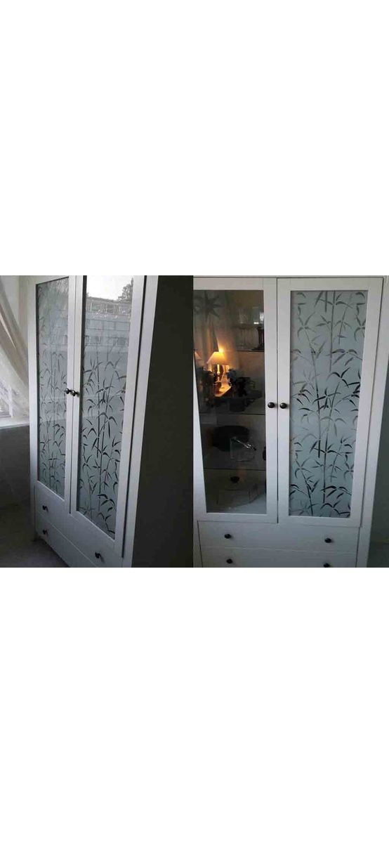 Folie geam autoadezivă Bamboo, d-c-fix, sablare cu imprimeu frunze bambus translucide, rolă 67x200 cm