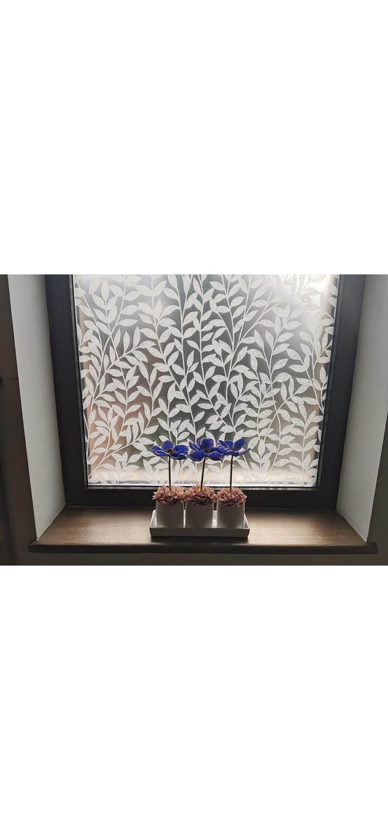 Folie geam electrostatică Jane, d-c-fix, efect de sablare, imprimeu crenguţe albe, 67x195 cm