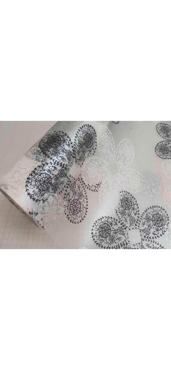 Folie geam autoadezivă, Folina  Elegance, sablare cu imprimeu floral stilizat, 90 cm lăţime
