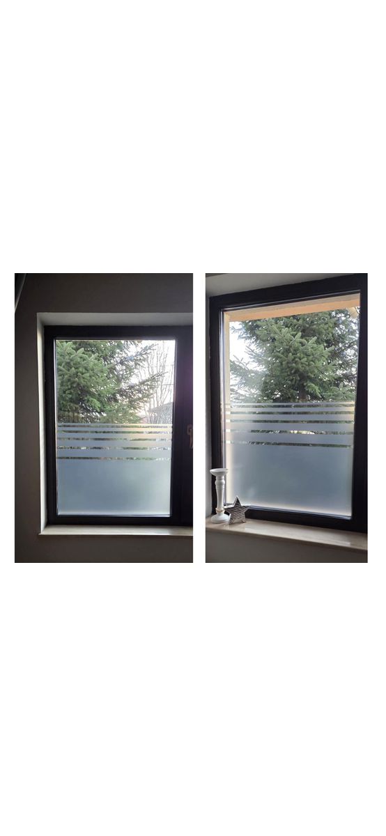 Folie geam autoadezivă sablare gri, PET transparent cu dungi decorative – lățime 60 cm, vânzare la metru liniar