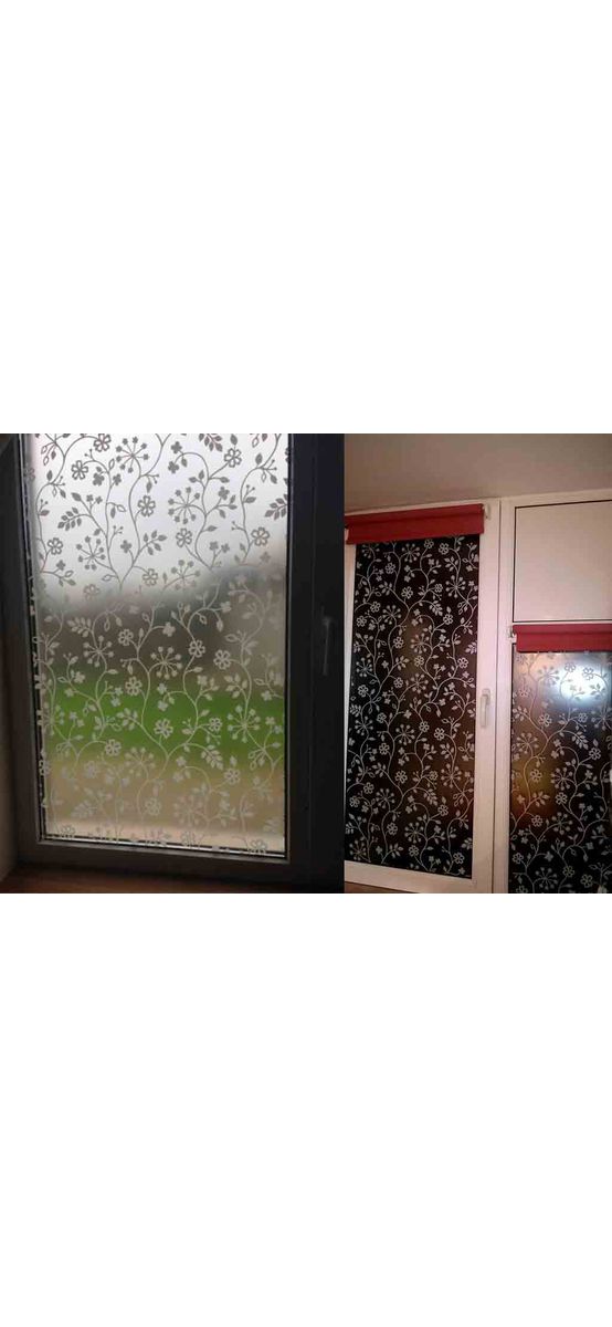 Folie geam electrostatică Tord, d-c-fix, sablare cu imprimeu floral alb, rolă de 45 x 150 cm