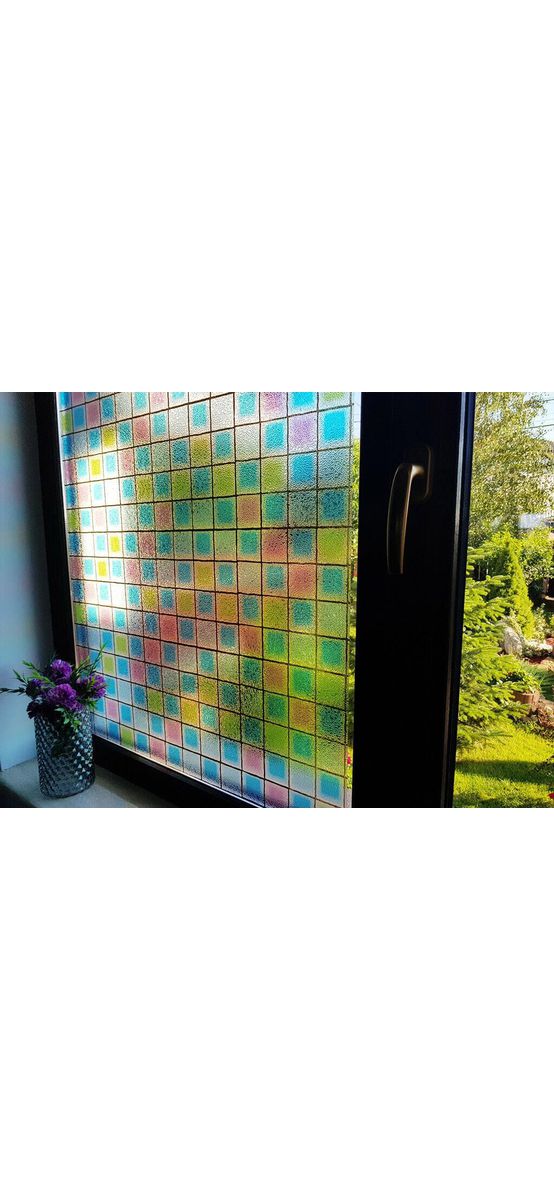 Folie geam electrostatică Lisa, Folina, imprimeu vitraliu, multicolor, lățime 90 cm