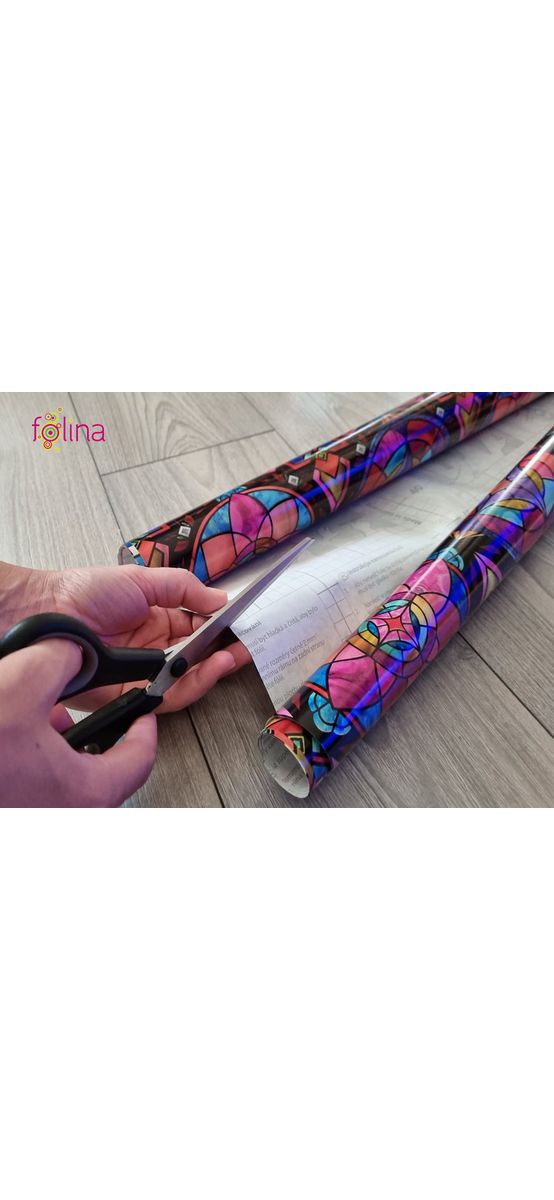 Folie geam electrostatică Lancaster, d-c-fix, sablare tip vitraliu multicolor, rolă de 67x150 cm