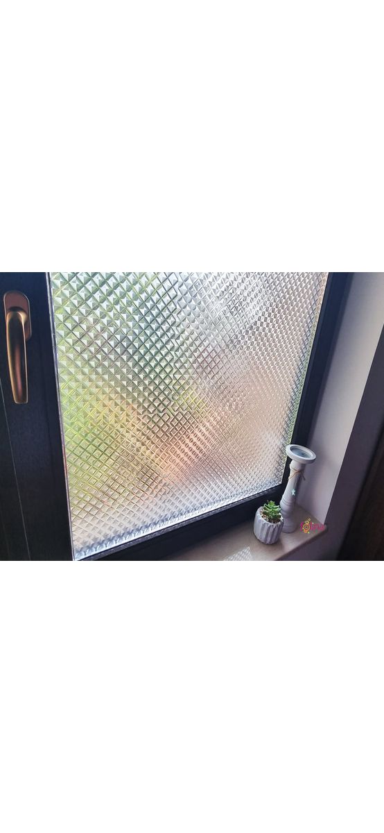 Folie geam autoadezivă, Folina, sablare cu model pătrate translucide, 120 cm lăţime